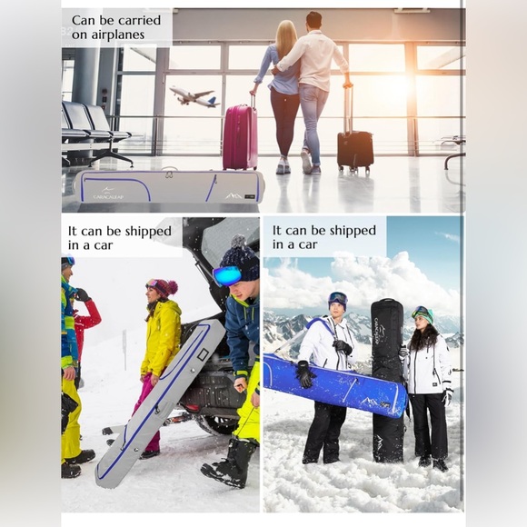 Ski Snowboard Bag Fully Padded for Air Travel 2 pair, Double Snowboard Bag - Picture 8 of 10